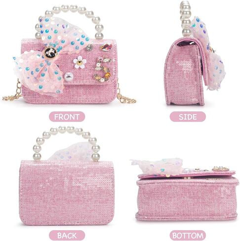 Toddler Purse for Girls Aged 2-8 - Pink Kids Crossbody Bag with Sunglasses - Girls Handbags for Tea Parties, Family Outings - Stylish Princess Design in Kuwait