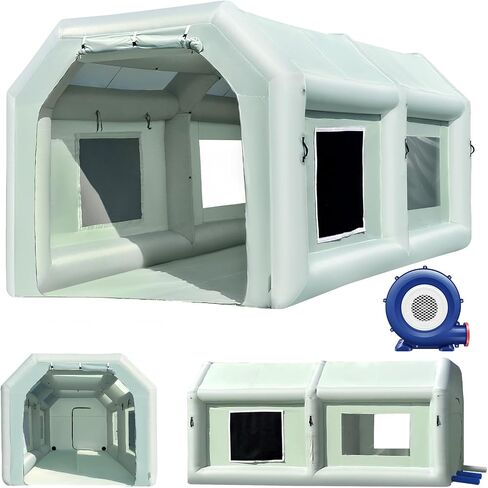 Ozis 20x10x8.5ft خيمة كشك الطلاء قابلة للنفخ مع كشك الطلاء رذاذ محمول المنفاخ مع نظام مرشح الهواء تفجير كشك الطلاء لأجزاء السيارات ، والثبات الطلاء in Kuwait