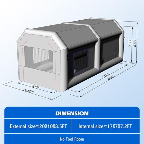 Ozis 20x10x8.5ft خيمة كشك الطلاء قابلة للنفخ مع كشك الطلاء رذاذ محمول المنفاخ مع نظام مرشح الهواء تفجير كشك الطلاء لأجزاء السيارات ، والثبات الطلاء in Kuwait