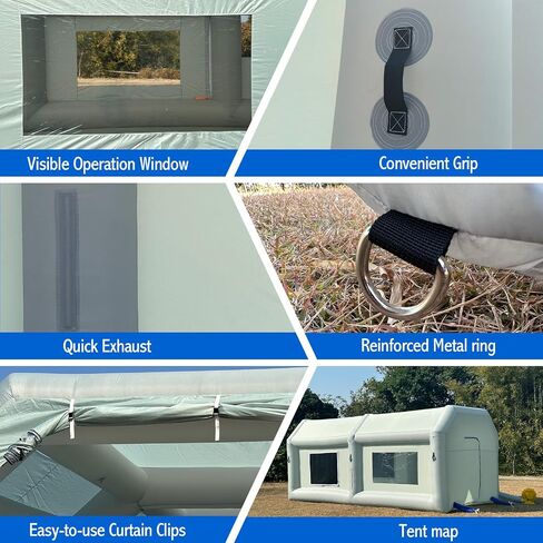 Ozis 20x10x8.5ft خيمة كشك الطلاء قابلة للنفخ مع كشك الطلاء رذاذ محمول المنفاخ مع نظام مرشح الهواء تفجير كشك الطلاء لأجزاء السيارات ، والثبات الطلاء in Kuwait