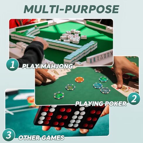 Mahjong mat,a large-sized handmade embroidered mahjong mat,suitable for poker,board games,card games,dominoes,and other games.It is a noise-reducing and anti-slip mahjong mat (43.3x43.3 inches green) in Saudi Arabia