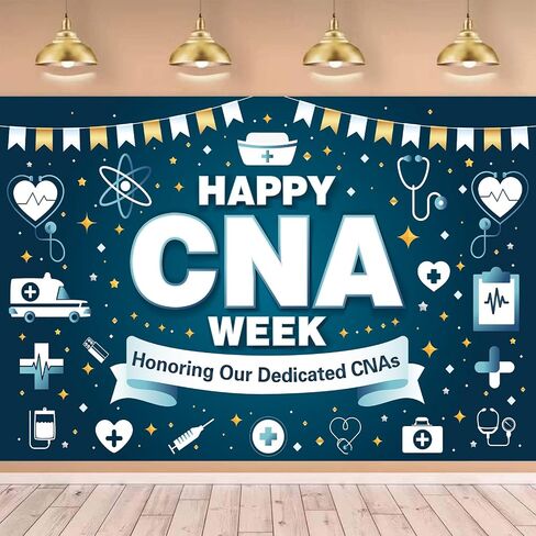 Happy CNA Week Decorations - BANDER CNA Week Banner 70.87 "× 45.3" ، لافتة تقدير CNA لمساعدي الممرضات ، خلفية حفلة المكتب الطبي للاحتفال CNA in Kuwait