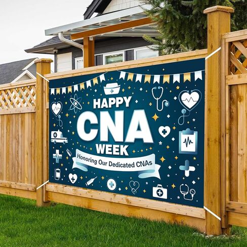 Happy CNA Week Decorations - BANDER CNA Week Banner 70.87 "× 45.3" ، لافتة تقدير CNA لمساعدي الممرضات ، خلفية حفلة المكتب الطبي للاحتفال CNA in Kuwait