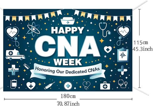 Happy CNA Week Decorations - BANDER CNA Week Banner 70.87 "× 45.3" ، لافتة تقدير CNA لمساعدي الممرضات ، خلفية حفلة المكتب الطبي للاحتفال CNA in Kuwait