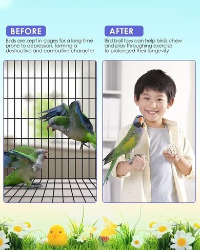 Bissap Bird Chew Toys, Parrot Foraging Shredder Natural Palm Frond Woven Bag Hanging Cage Toy with Chewing Treats for Conure Budgie Cockatiel Cockatoos and Similar Sized Pet Birds in Saudi Arabia