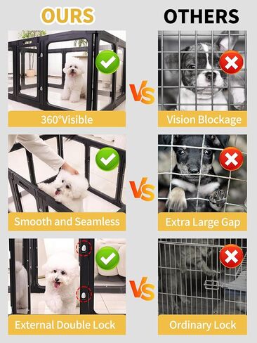 Dog Playpen, Clear Acrylic Plastic Puppy Playpen Indoor, Pet Pen for Puppy Cat Bunny, Transparent Easy Assemble Foldable Whelping Box for Dogs, Puppy Playpen with Gate (23.6" Height, 10PCS) in Saudi Arabia