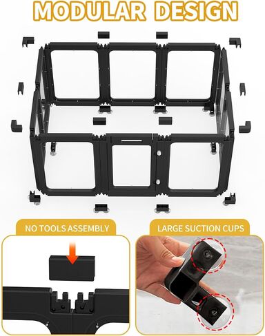 Dog Playpen, Clear Acrylic Plastic Puppy Playpen Indoor, Pet Pen for Puppy Cat Bunny, Transparent Easy Assemble Foldable Whelping Box for Dogs, Puppy Playpen with Gate (23.6" Height, 10PCS) in Saudi Arabia