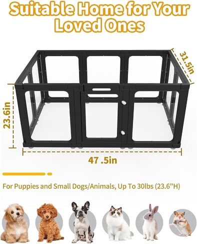 Dog Playpen, Clear Acrylic Plastic Puppy Playpen Indoor, Pet Pen for Puppy Cat Bunny, Transparent Easy Assemble Foldable Whelping Box for Dogs, Puppy Playpen with Gate (23.6" Height, 10PCS) in Saudi Arabia