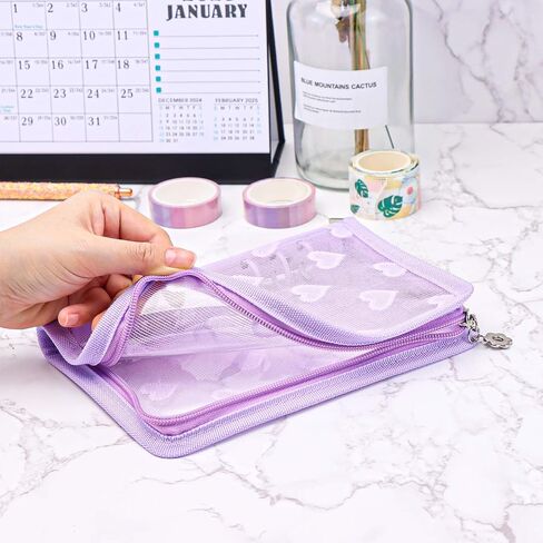 NatSumeBasics White A6 Binder Zipper Cash Envelope Wallet 6 Ring Lace Zip Budget Binders Cover for Journaling Planner (Zipper White, A6 Binder) in Kuwait