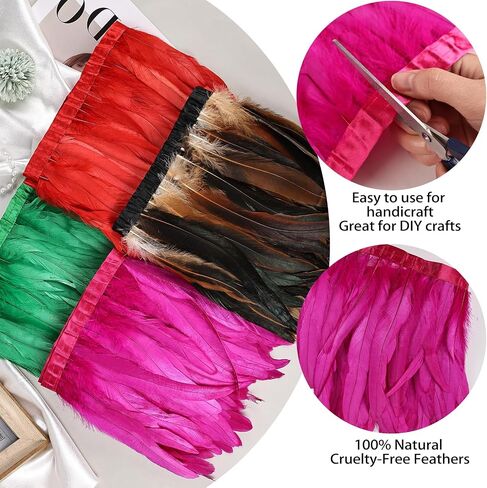 Daieeparty Nature Rooster Tail Feathers-100pcs 8-10inch Long Rooster Tail Feathers Bulk for for Feather Shawl Cape, DIY Sewing Craft Party Clothing Wedding Decoration in Kuwait