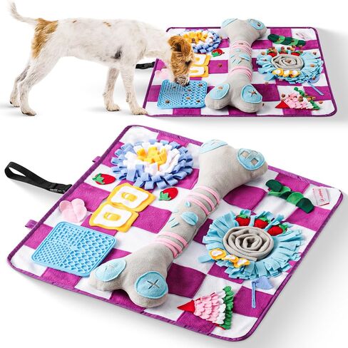 Soft Snuffle Mat for Dogs Large Breed & Lick Pad, Keeps Pets Busy Indoors, Comfortable Sniff Mat to Lay On, Puzzle Toy with Lots of Games, Anti-Slip & Washable, Slows Down Feeding (Purple) in Saudi Arabia