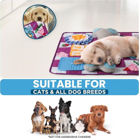 Soft Snuffle Mat for Dogs Large Breed & Lick Pad, Keeps Pets Busy Indoors, Comfortable Sniff Mat to Lay On, Puzzle Toy with Lots of Games, Anti-Slip & Washable, Slows Down Feeding (Purple) in Saudi Arabia
