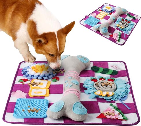 Soft Snuffle Mat for Dogs Large Breed & Lick Pad, Keeps Pets Busy Indoors, Comfortable Sniff Mat to Lay On, Puzzle Toy with Lots of Games, Anti-Slip & Washable, Slows Down Feeding (Purple) in Saudi Arabia