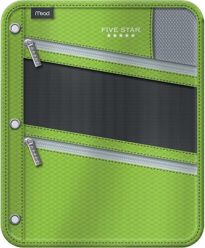 Five Star Pencil Pouch, Pen Case, Fits 3 Ring Binder, Zipper Pouch, Lime/Silver (50642CO8) in Saudi Arabia
