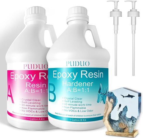 Puduo Epoxy Resin Kit 36OZ，Newly Formulated Crystal Clear Epoxy Resin，Strong, Bubble-Free, Anti-Yellowing Art Resin That，Suitable for DIY, Resin Art, Molds, Jewelry Making, Easy to Mix 1:1 Ratio in Saudi Arabia