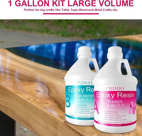 Puduo Epoxy Resin Kit 36OZ，Newly Formulated Crystal Clear Epoxy Resin，Strong, Bubble-Free, Anti-Yellowing Art Resin That，Suitable for DIY, Resin Art, Molds, Jewelry Making, Easy to Mix 1:1 Ratio in Saudi Arabia