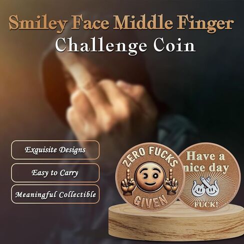 Smile Face Middle Finger Challenge Coin Official Zero Asshole F’s Asshole Funny Coins Novelty Coins Have a Nice Day Funny Challenge Coin in Kuwait
