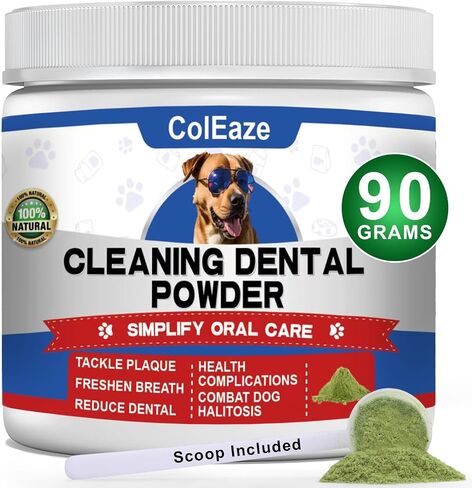 Dog Teeth Cleaning Powder Dog Breath Freshener Dog Dental Powder with Natural Herbal Blend Targets Tartar Reduces Plaque Bad Breath Dog Dental Care Made Easy for All Ages 180g in Saudi Arabia