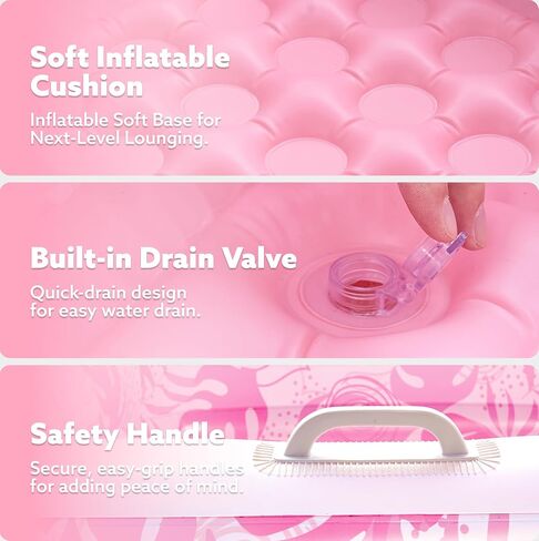 SLOOSH Inflatable Kiddie Pool for Kids, 32"x32"x8.5" Swimming Pool with Soft Pad for Kid & Toddler, Square Blow Up Baby Ball Play Pit Pools for Swim Party, Portable Indoor & Outdoor Water Toys (Pink) in Saudi Arabia