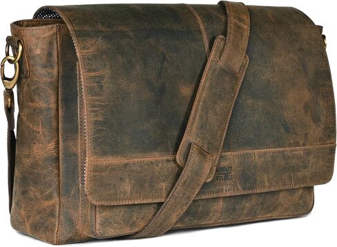 LEATHER VILLAGE Vintage Leather Handmade Laptop Messenger Bag-15.5 Inch Satchel-Black Briefcase Shoulder Bag for Men & Women, Crossbody Work Bag for Office, Travel & Daily Use in Saudi Arabia