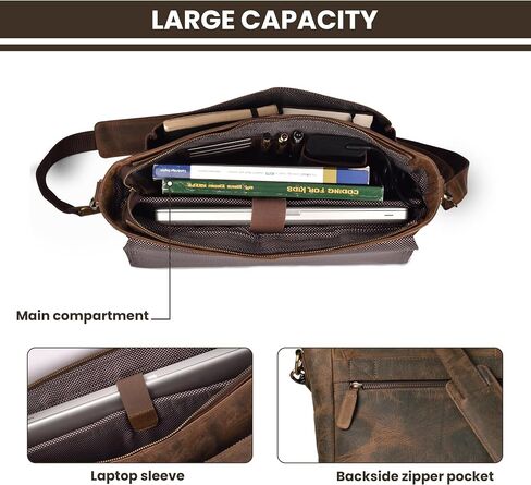 LEATHER VILLAGE Vintage Leather Handmade Laptop Messenger Bag-15.5 Inch Satchel-Black Briefcase Shoulder Bag for Men & Women, Crossbody Work Bag for Office, Travel & Daily Use in Saudi Arabia