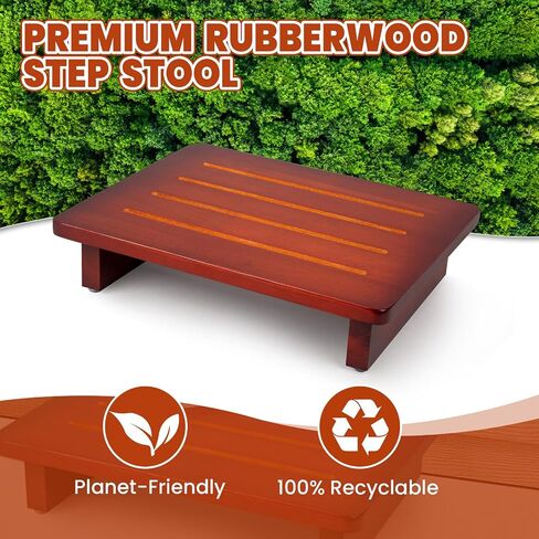One Step Stool for Adults with Non-Slip Rubber Tread, Portable Single Wooden Riser, Premium Quality Single-Layer Footstool in Saudi Arabia