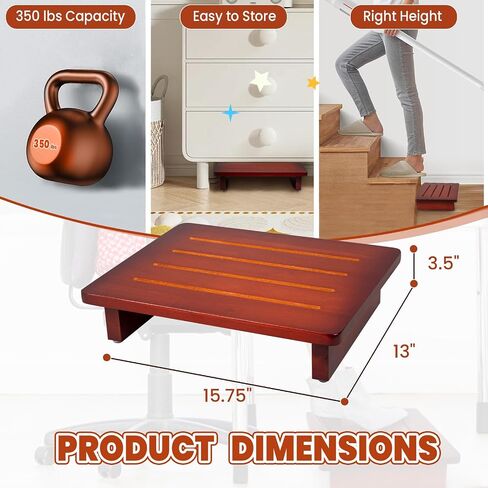 One Step Stool for Adults with Non-Slip Rubber Tread, Portable Single Wooden Riser, Premium Quality Single-Layer Footstool in Saudi Arabia