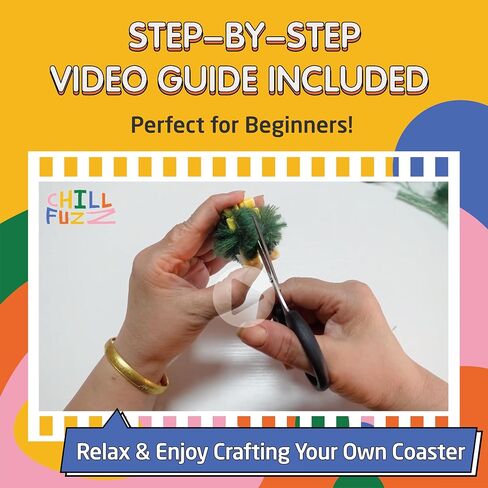 مجموعات خطاف مزلاج Chillfuzz للبالغين - Kids Crochet Kit for Beginners Arts and Craft Kit Moss Rug Coaster Origin in Kuwait
