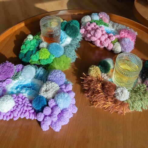 مجموعات خطاف مزلاج Chillfuzz للبالغين - Kids Crochet Kit for Beginners Arts and Craft Kit Moss Rug Coaster Origin in Kuwait