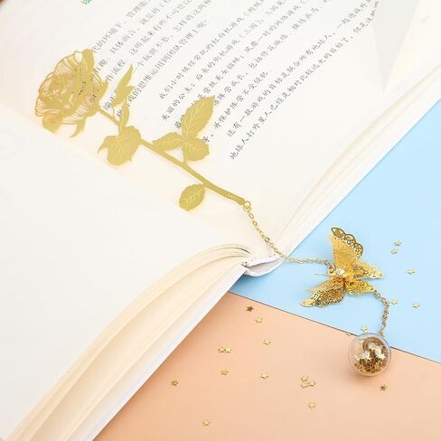Metal Golden Rose Butterfly Bookmark Gifts for Grandma Bookmarks Christmas Anniversary Birthday Gifts for Women Mother's Day Appreciation Teacher for Mom Girls Friend Book Lovers Book Accessories in Saudi Arabia