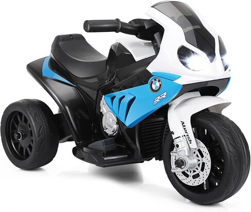 OLAKIDS Kids Ride on Motorcycle, 6V Licensed BMW Electric Motor with Music, Foot Pedal, Headlight, Leather Seat Cushion, 3 Wheels Battery Powered Tricycle Toy for Boys Girls (Sapphire) in Saudi Arabia
