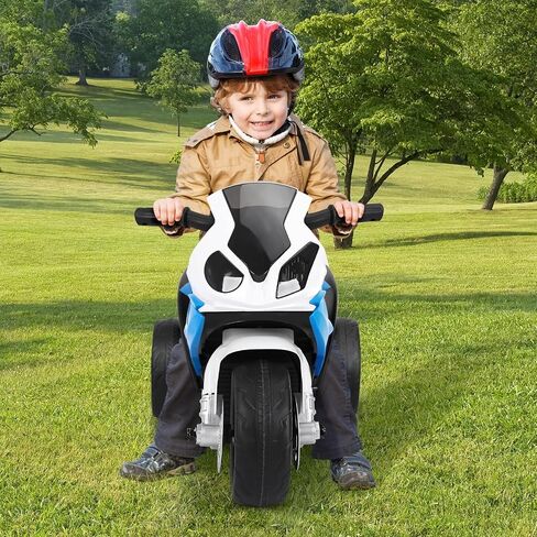 OLAKIDS Kids Ride on Motorcycle, 6V Licensed BMW Electric Motor with Music, Foot Pedal, Headlight, Leather Seat Cushion, 3 Wheels Battery Powered Tricycle Toy for Boys Girls (Sapphire) in Saudi Arabia