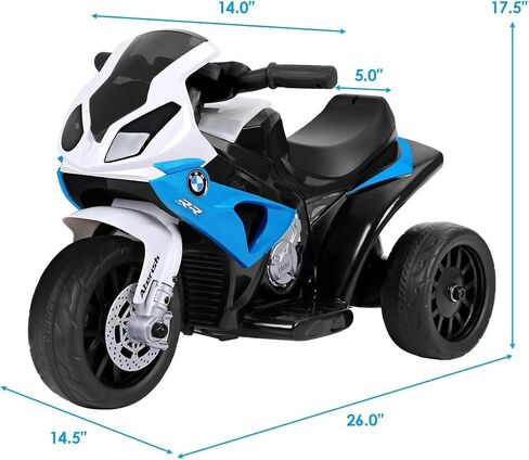 OLAKIDS Kids Ride on Motorcycle, 6V Licensed BMW Electric Motor with Music, Foot Pedal, Headlight, Leather Seat Cushion, 3 Wheels Battery Powered Tricycle Toy for Boys Girls (Sapphire) in Saudi Arabia