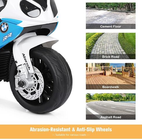 OLAKIDS Kids Ride on Motorcycle, 6V Licensed BMW Electric Motor with Music, Foot Pedal, Headlight, Leather Seat Cushion, 3 Wheels Battery Powered Tricycle Toy for Boys Girls (Sapphire) in Saudi Arabia