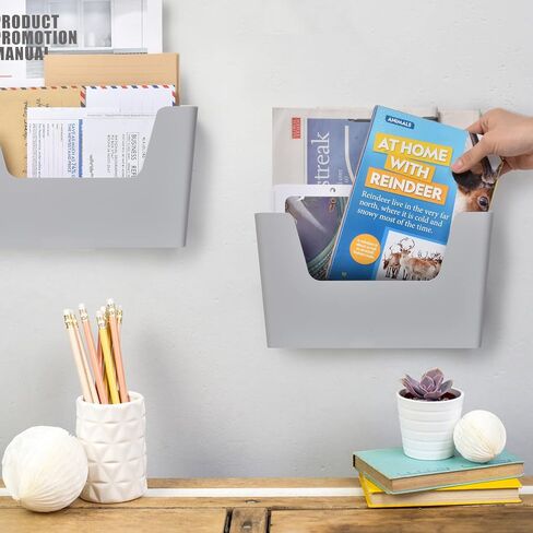 YOHOM 3 Pcs Adhesive Mail File Organizer Wall Hanging Pockets for Home & Office, Bedside Caddy for Books, Magazines, Sleeping Eye Masks , Matte Black, Plastic in Saudi Arabia