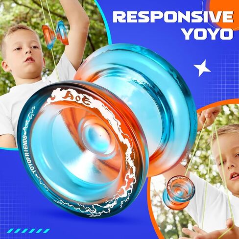 Aoe Professional Yoyo للأطفال من 8 إلى 12 أو أعلى ، استجيب يو يو مع ثقوب إصبع عميقة ، خدعة وظيفة مزدوجة للبالغين ، مع محمل غير مستجيب ، 10 سلاسل ، حالة in Kuwait