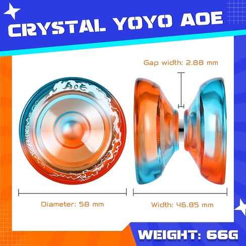 Aoe Professional Yoyo للأطفال من 8 إلى 12 أو أعلى ، استجيب يو يو مع ثقوب إصبع عميقة ، خدعة وظيفة مزدوجة للبالغين ، مع محمل غير مستجيب ، 10 سلاسل ، حالة in Kuwait
