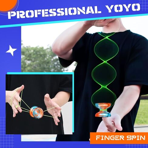 Aoe Professional Yoyo للأطفال من 8 إلى 12 أو أعلى ، استجيب يو يو مع ثقوب إصبع عميقة ، خدعة وظيفة مزدوجة للبالغين ، مع محمل غير مستجيب ، 10 سلاسل ، حالة in Kuwait