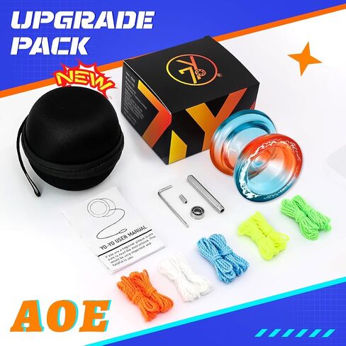 Aoe Professional Yoyo للأطفال من 8 إلى 12 أو أعلى ، استجيب يو يو مع ثقوب إصبع عميقة ، خدعة وظيفة مزدوجة للبالغين ، مع محمل غير مستجيب ، 10 سلاسل ، حالة in Kuwait