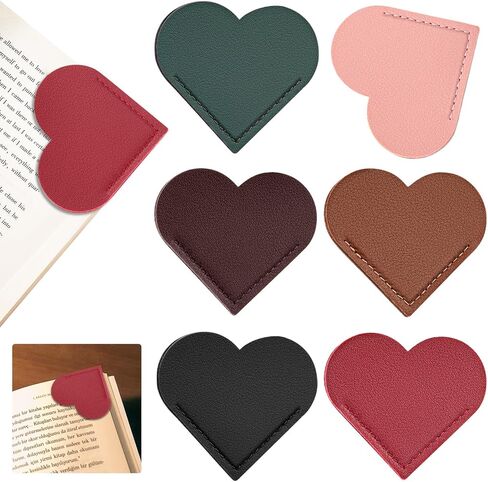 6 PCS Leather Heart Latcls ، Cute Heart Longmark Corner Page Page Harks Book Excedsories for Women Tethings School Office Home Supplies in Kuwait