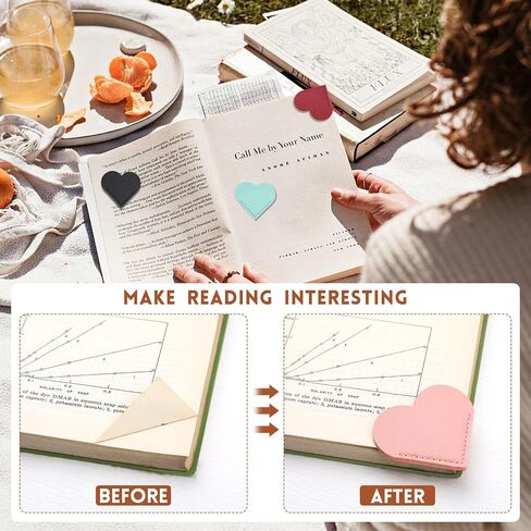 6 PCS Leather Heart Latcls ، Cute Heart Longmark Corner Page Page Harks Book Excedsories for Women Tethings School Office Home Supplies in Kuwait