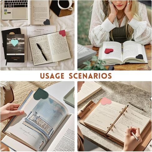 6 PCS Leather Heart Latcls ، Cute Heart Longmark Corner Page Page Harks Book Excedsories for Women Tethings School Office Home Supplies in Kuwait