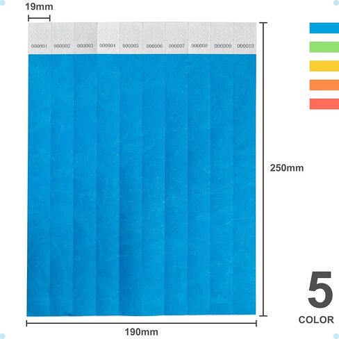 500 Pcs DGBDPACK Neon Wristbands, 1-500 Consecutive Numbers Waterproof Tearproof and Printable Wrist Straps Admission Bracelets Tickets () in Kuwait