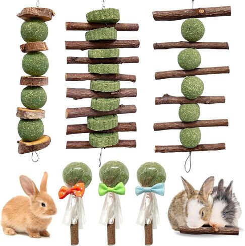 12pcs rabbit phem sticks ، معلق العصي المضغ والكعك تيموثي القش روز معالجة الكريسانثيموم لأرنب شينشيلا غينيا خنزير الهامستر والحيوانات الأليفة الصغيرة الأخرى وجبة خفيفة in Kuwait