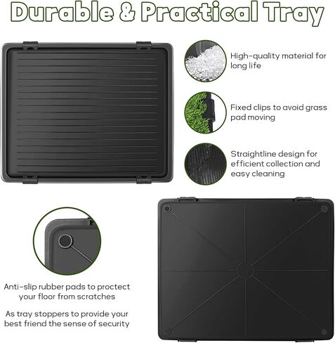 Dog Grass Pad with Tray: Reusable Training Pad with 2-Pack Replaceable Artificial Grass - Quick Absorbent Indoor Portable Dog Patio Potty, Washable Pee Pad For Small Medium To Large Dog, 22"x18" Green in Saudi Arabia