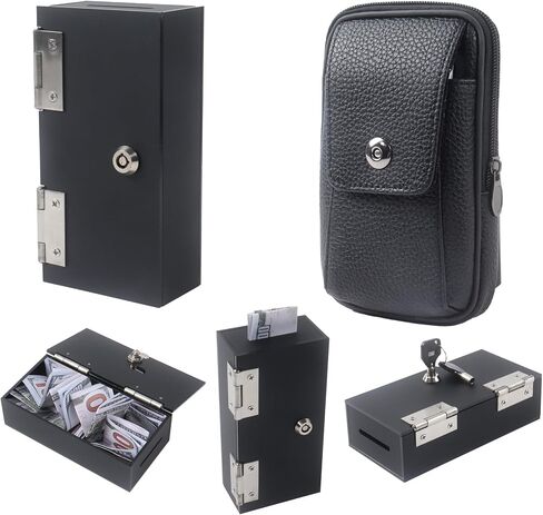 Klmnop Acrylic Gambling Box, Portable Cash Box with Keys and Waist Bag, Casino Wallet Box Cash Lock Pocket Stops Addictive Urges to Gamble(Black) in Saudi Arabia