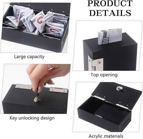 Klmnop Acrylic Gambling Box, Portable Cash Box with Keys and Waist Bag, Casino Wallet Box Cash Lock Pocket Stops Addictive Urges to Gamble(Black) in Saudi Arabia