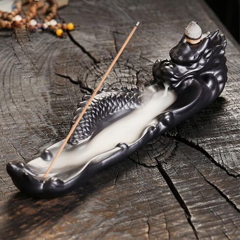 Ceramic Incense Holder Dragon Incense Burner for Sticks with Ash Catcher Backflow Incense Burner Perfect for Aromatherapy Meditation Yoga Spa Room Decor No Mess Incense Tray in Saudi Arabia