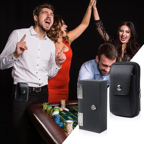 Klmnop Acrylic Gambling Box, Portable Cash Box with Keys and Waist Bag, Casino Wallet Box Cash Lock Pocket Stops Addictive Urges to Gamble(Black) in Saudi Arabia