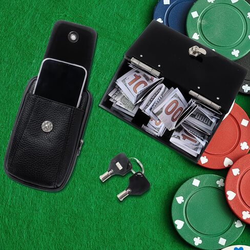 Klmnop Acrylic Gambling Box, Portable Cash Box with Keys and Waist Bag, Casino Wallet Box Cash Lock Pocket Stops Addictive Urges to Gamble(Black) in Saudi Arabia